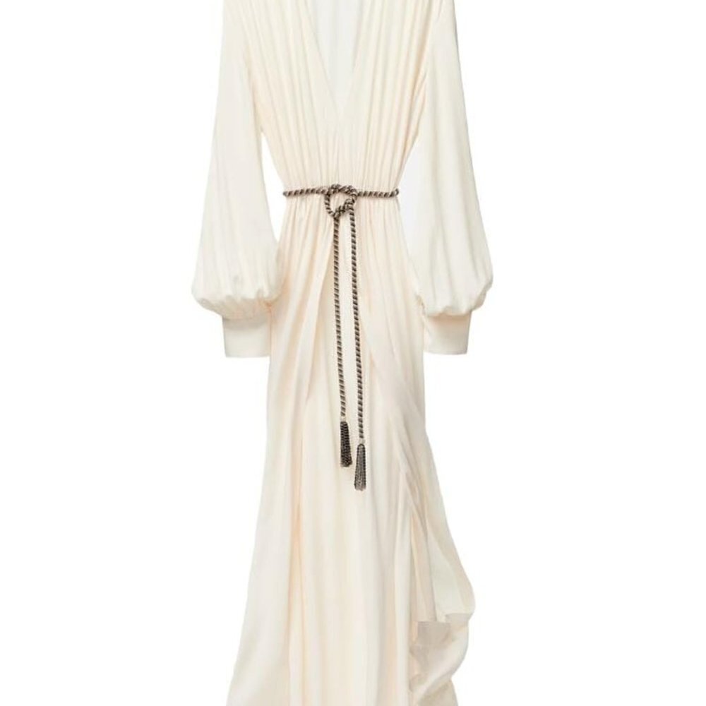 ZARA LONG DRESS WITH BELT - LIMITED EDITION ECRU SIZE XS | 7708/788